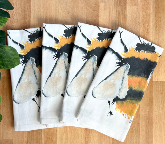 Bumblebee Flour Sack Napkins, Set of 4