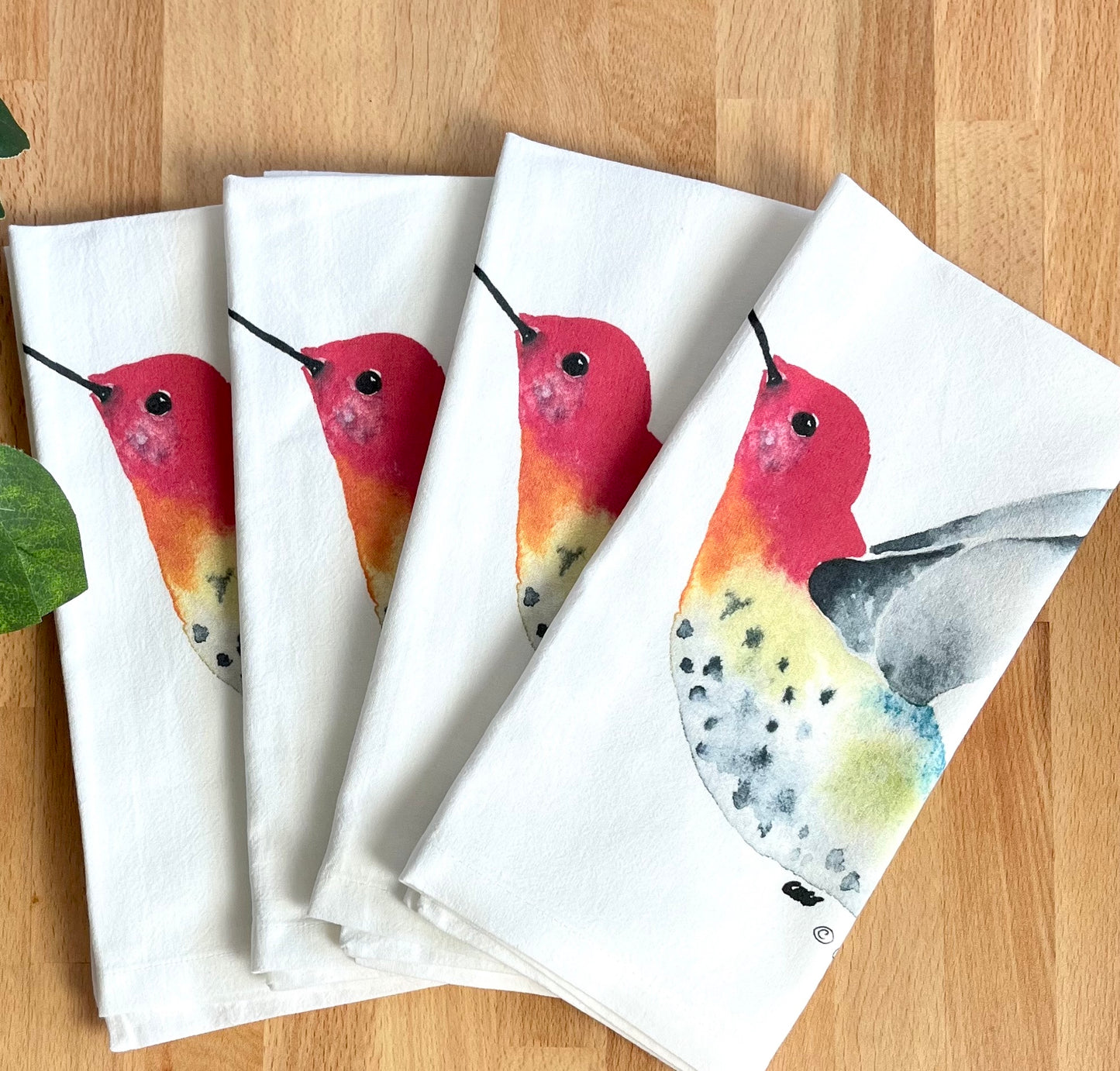 Hummingbird Flour Sack Napkins, Set of 4