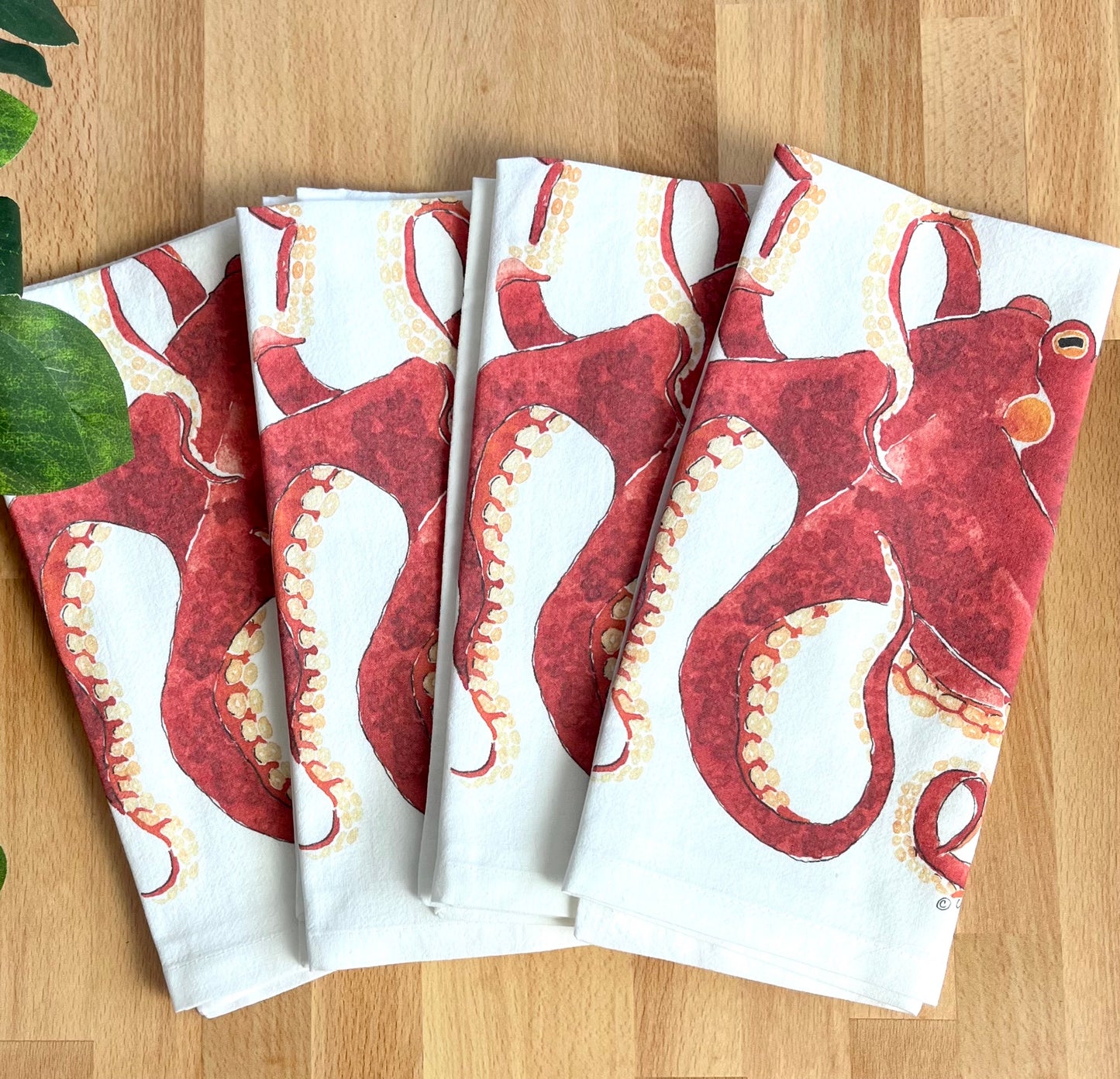 Octopus Flour Sack Napkins, Set of 4