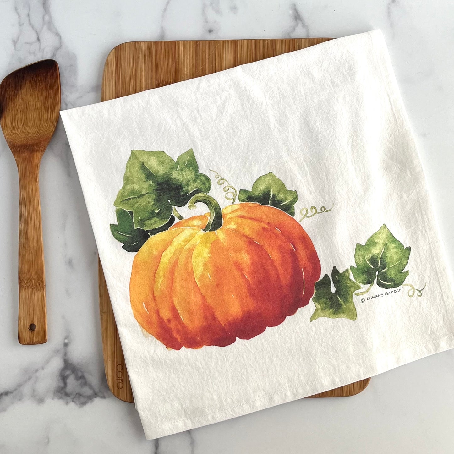 Pumpkin Flour Sack Tea Towel