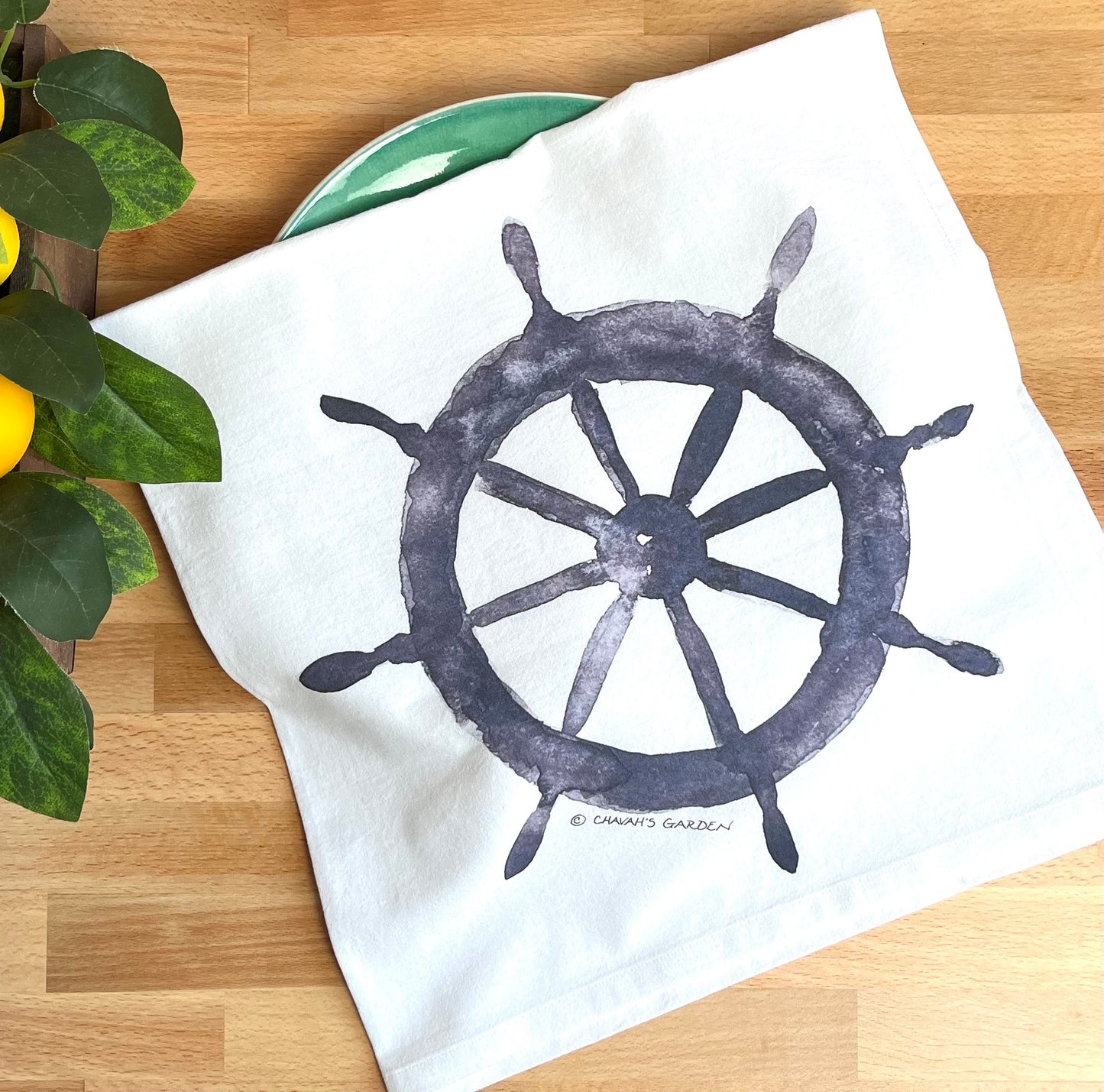 Ship's Wheel Flour Sack Tea Towel