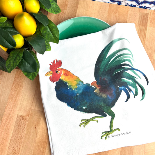 Flour Sack Tea Towels, Rooster, Garden Theme